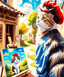 Cat Painter Diamond Painting