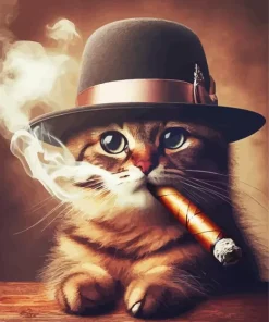 Cat Smoking Cigarette Diamond Painting