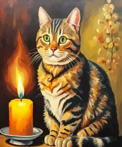 Cat And Candle Diamond Painting