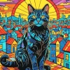 Cat On The Roof Art Diamond Painting