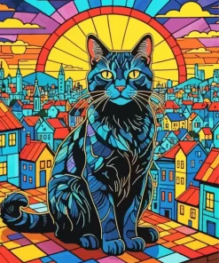 Cat On The Roof Art Diamond Painting