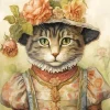 Cat Wearing A Hat With Flowers Diamond Painting