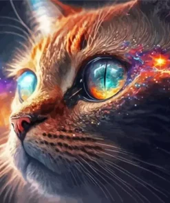 Cat With Galaxy Eyes Diamond Painting