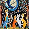 Cats Dancing Under The Stars Art Diamond Painting