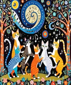 Cats Dancing Under The Stars Art Diamond Painting