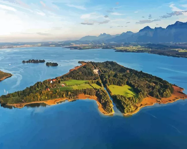 Chiemsee lake island Diamond By Numbers Chiemsee Lake Island Diamond Painting