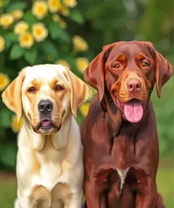 Chocolate And Yellow Labs Diamond Painting