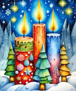 Christmas Candles Diamond Painting