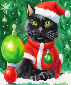 Christmas Santa Cat Diamond Painting