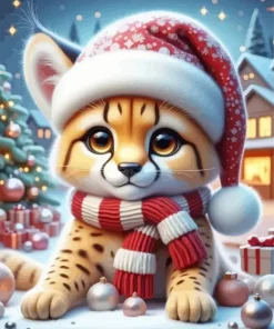 Christmas Baby Cheetah Diamond Painting