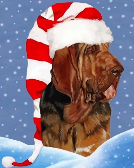 Christmas bloodhound Diamond With Numbers Christmas Bloodhound Diamond Painting