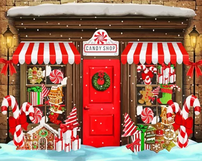 Christmas candy shop Diamond Paintings Christmas Candy Shop Diamond Painting