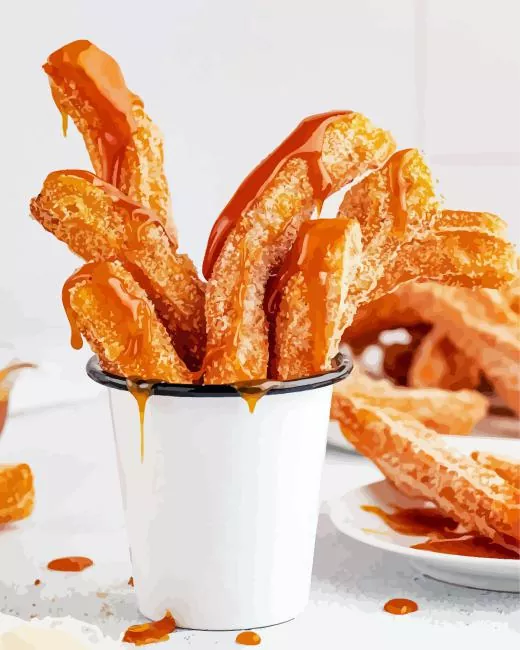 Churros with salted caramel Diamond With Numbers Churros With Salted Caramel Diamond Painting