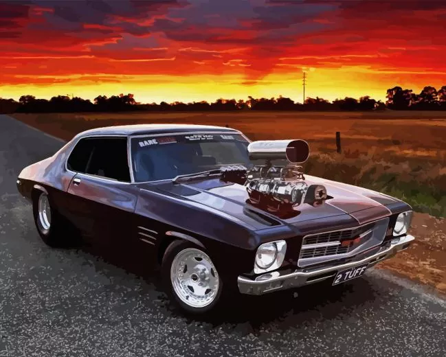 Classic Holden hq Kingswood at sunset Diamond By Numbers Classic Holden Hq Kingswood At Sunset Diamond Painting