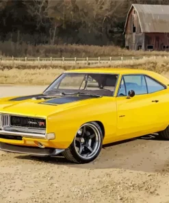 Classic Yellow Charger Car Diamond Painting