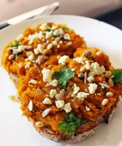 Close Up Toast With Smashed Pumpkin Diamond Painting