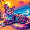 Colorful Cat At The Beach Diamond Painting