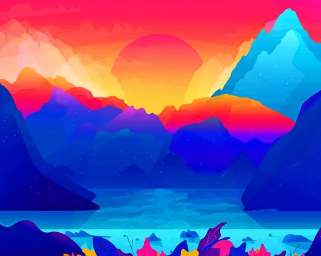 Colorful Landscape Illustration Diamond By Numbers Colorful Landscape Illustration Diamond Painting