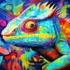 Colorful Chameleon Head Diamond Painting