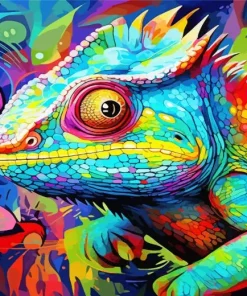 Colorful Chameleon Head Diamond Painting