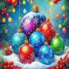 Colorful Christmas Bulbs Diamond Painting