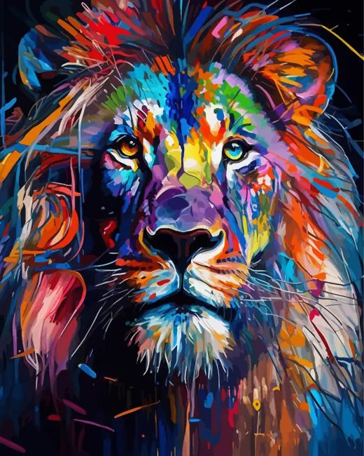 Colorful lion abstract Diamond With Numbers Colorful Lion Abstract Diamond Painting