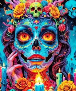 Colorful Sugar Skull Girl Diamond Painting