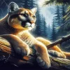 Cougar On Branch Diamond Painting