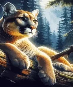 Cougar On Branch Diamond Painting