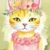 Cute Cat Wearing Flower Crown Diamond Painting