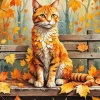 Fall Leaves Cat Diamond Painting