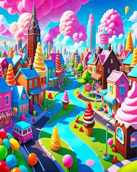 Fantasy Candy City Diamond Paintings Fantasy Candy City Diamond Painting