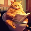 Fat Cat Sitting On A Toilet Diamond Painting