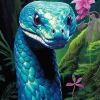 Flowers And Blue Reptile Diamond Painting
