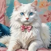 Fluffy Cat In A Pink Bow Diamond Painting