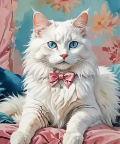 Fluffy Cat In A Pink Bow Diamond Painting