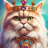 Fluffy Cat Wearing Crown Diamond Painting