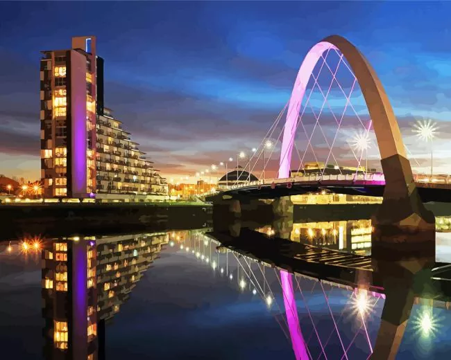 Glasgow city clyde arc bridge Diamond By Numbers Glasgow City Clyde Arc Bridge Diamond Painting