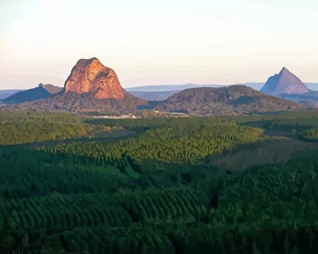 Glass house mountains Diamond With Numbers Glass House Mountains Australia Diamond Painting