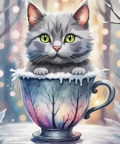 Grey In A Coffee Cup Diamond Painting