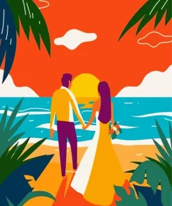 Illustration Beach Wedding Diamond Painting