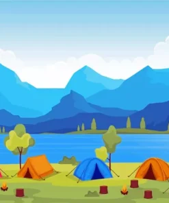 Illustration Campsite Diamond Painting