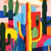 Illustration Colorful Cactus Diamond Painting