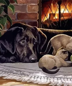 Lab And Cats Diamond Painting