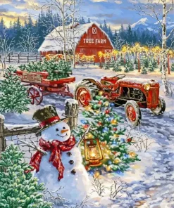 Merry Christmas Farm Diamond Painting