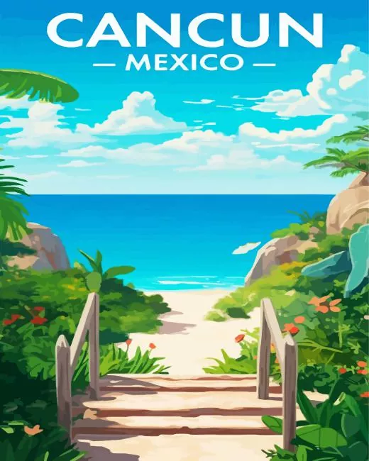 Mexico Cancun Poster Diamond By Numbers Mexico Cancun Poster Diamond Painting