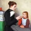 Mother Knitting With Daughter Diamond Painting