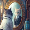 Mr Cat In The Mirror Diamond Painting