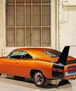 Orange Dodge Charger Daytona Diamond Painting