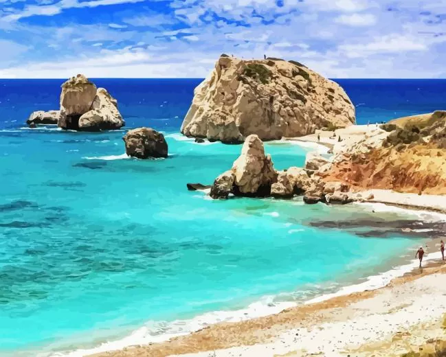 Paphos beach Diamond By Numbers Paphos Beach Diamond Painting